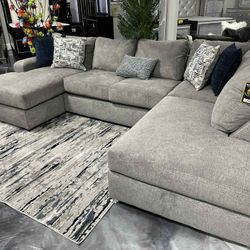 BRAND NEW DOUBLE CHAISE GREY SECTIONAL SAME DAY DELIVERY 