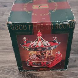 Vintage 90s Maisto Santa's Park Carousel Merry Go Round Musical Animated Lighted