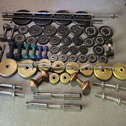 Weight Plates Dumbbells And Weight Lifting Poles