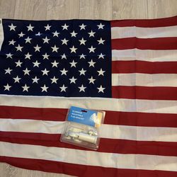 American flag and pole bracket
