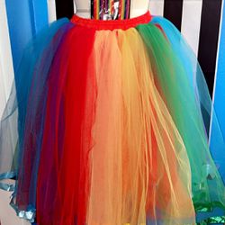 Rainbow Tulle Skirt And Matching Suspenders 