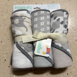 Ingenuity Clean & Cuddly 3-Pack Hooded Bath Towels - Edi