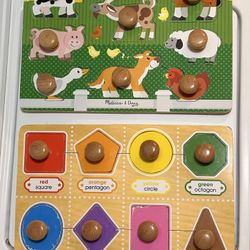Toddler Puzzles - Set Of 2 - Melissa & Doug, Shapes And Farm