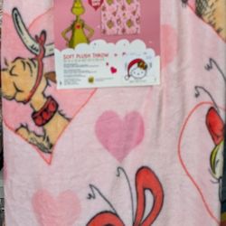 Pink Grinchmas Christmas Throw Blanket 