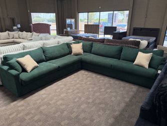 Deep forest Green Fabric L-Shaped Sectional Sofa
