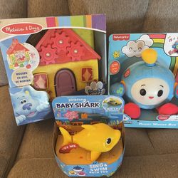 Kids toy bundle. Melissa and Doug blue’s house, hugggy wuggy bug, baby shark