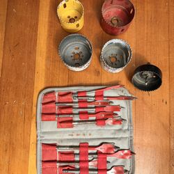 Hole Saw Drill Bits + Spade Bit Set w/ Case