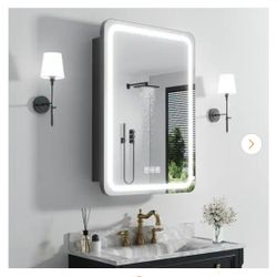20 in. W x 28 in. H Rectangular 3-Color Dynamic Flow Lighting Surface/Recessed Medicine Cabinet with Mirror, Right Hinge