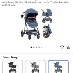 INFANS 2 in 1 Baby Stroller, Newborn Convertible Stroller Bassinet for Infant, Foldable High Landscape Shock Absorption with Reversible Seat, Aluminum