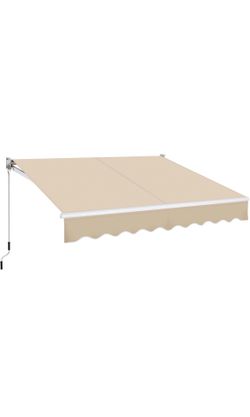 #2 Yaheetech - Manual Retractable Patio Awning, beige color