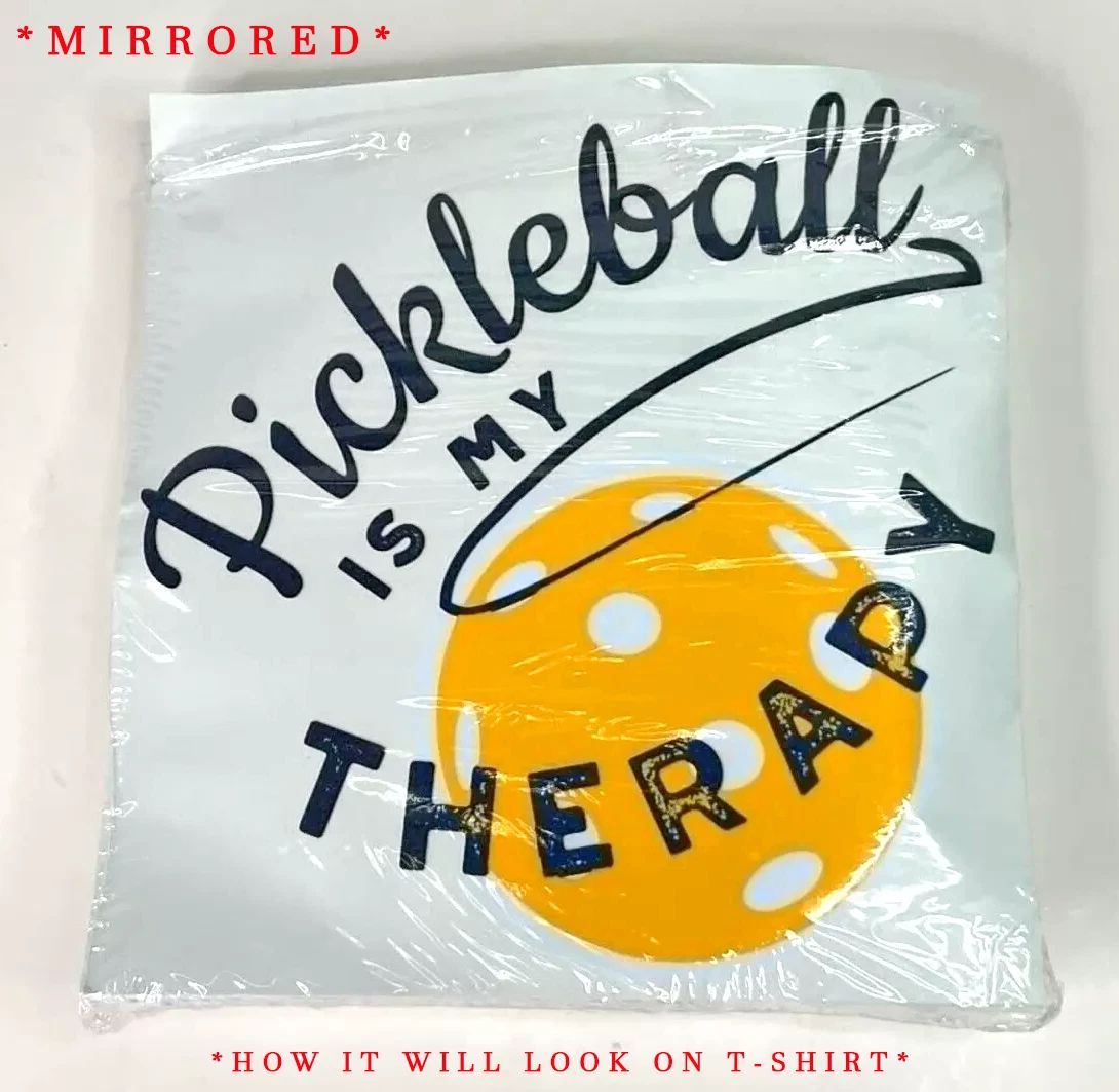 "Pickleball Is My Therapy" Iron On for Shirt Decals Pack Of 100