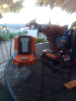 Ridgid drill and two batteries and charger