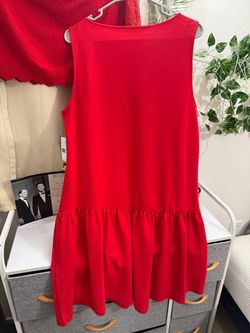 Red Sleeveless Drop Waist Mini Dress