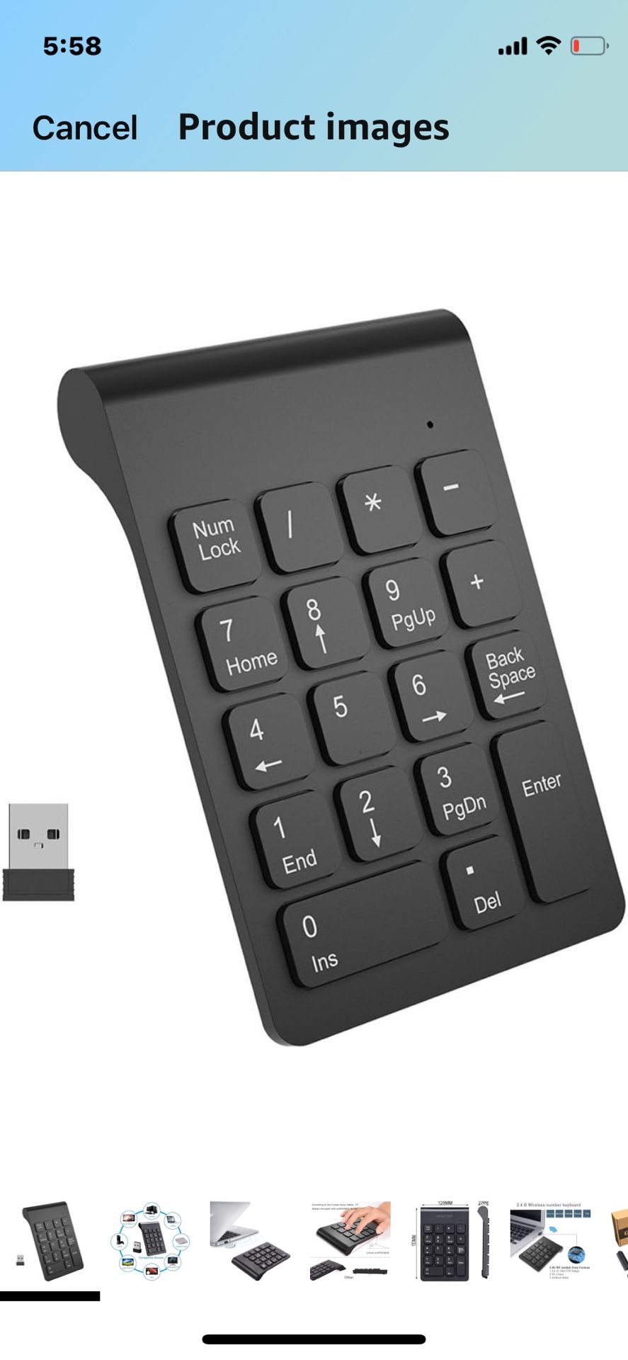 18 Keys Numeric Keypad 2.4G Wireless Keyboard Mini Portable USB Number Pad Financial Accounting Keypad with USB Receiver Wireless 10 Keys for Laptop D