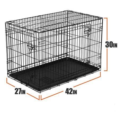Vibrant Life Double-Door Folding Dog Crate with Divider, Large, 42"L New In Box
