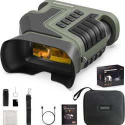 WOSPORTS Night Vision Binoculars 4K Night Vision Goggles 1315FT 10X Optical Zoom 8X Digital Zoom Rechargeable NVG with 3'' Screen and 32GB TF Card for