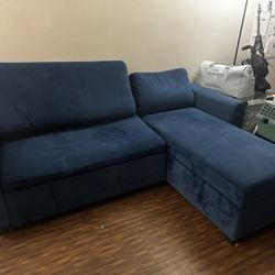 Small L Shaped Couch W/ Storage And Pull Out 
