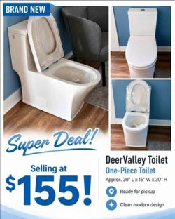 One-Piece Toilet Elongated Deervalley Brand New