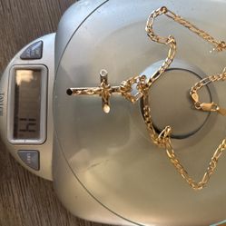 both 14k gold…….. chain 19 inch ….. cross 1.5 inch