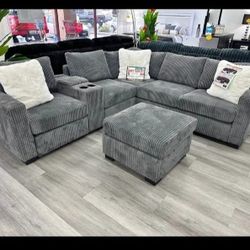 4 Pieces Sectional Set With Ottoman 