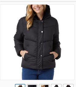 32 Degrees Ladies Puffer Jacket With Plush Lined Hoodie 