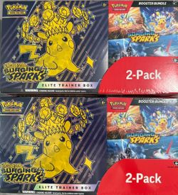 Costco Surging Sparks Elite Trainer Box ETB And Booster Bundle Combo 2 Pack
