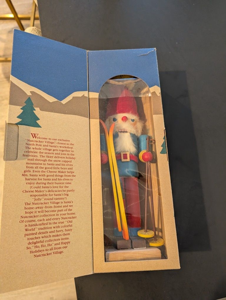 Vintage Nutcracker Village Skier Santa