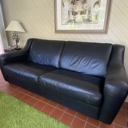 Modern Black Leather Couch 