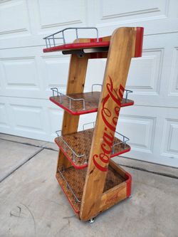 Collectible Coca Cola Vintage Wood Store Display Shelf Coke Shelves
