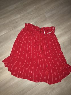 RED TRIBAL PRINT TUBE TOP WITH TASSEL