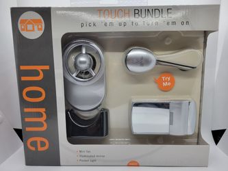 Touch Bundle Home And Office Bundle Mini Fan Illuminated Mirror And Pocket Light