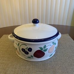 Princess House Orchard Medley 2 Qt. Covered Casserole Dish ***NEW/NUEVA***Hand Painted***