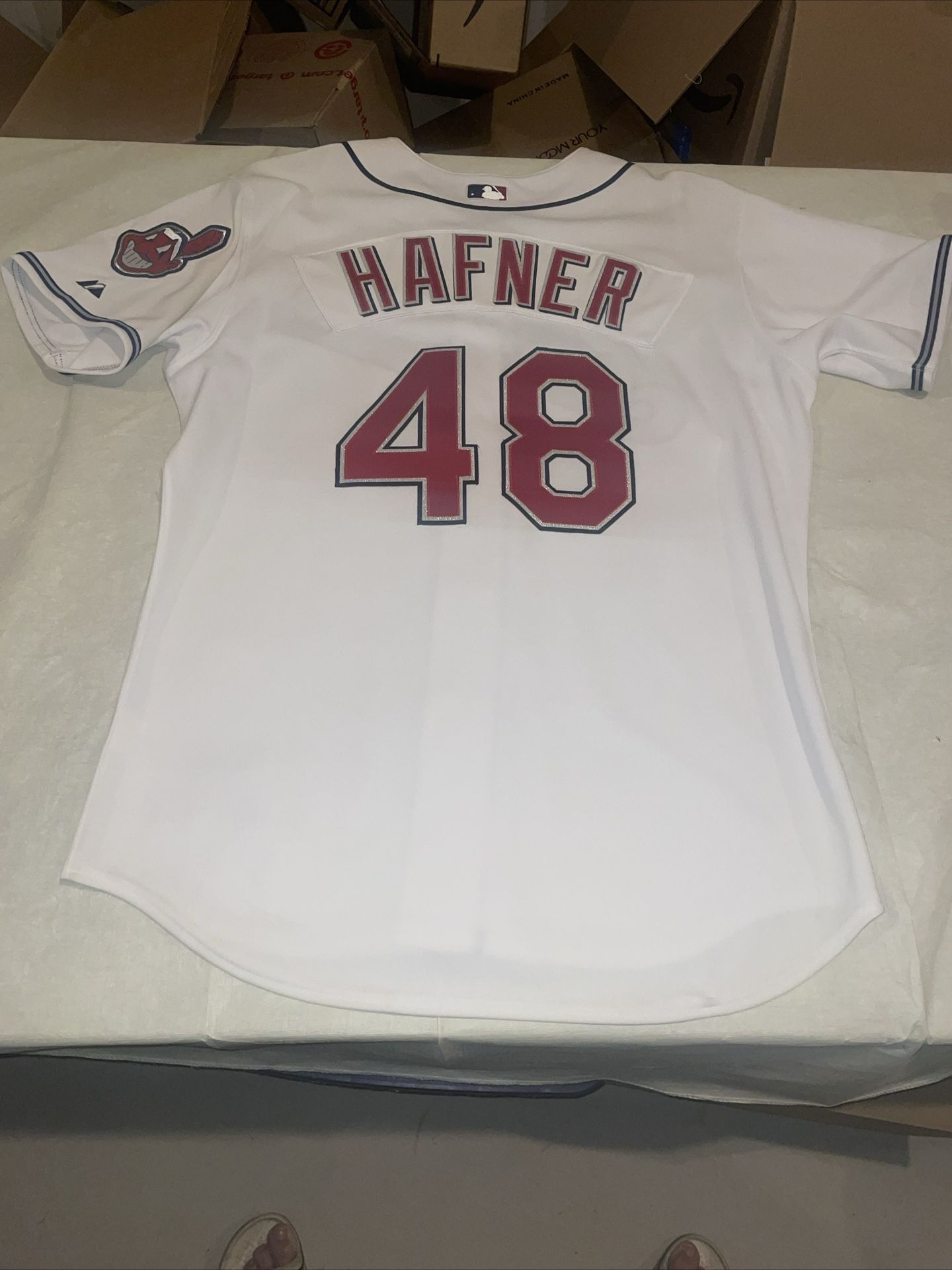 Authentic Cleveland Indians Travis Hafner Jersey Mens 48 Majestic USA 6200 Sewn