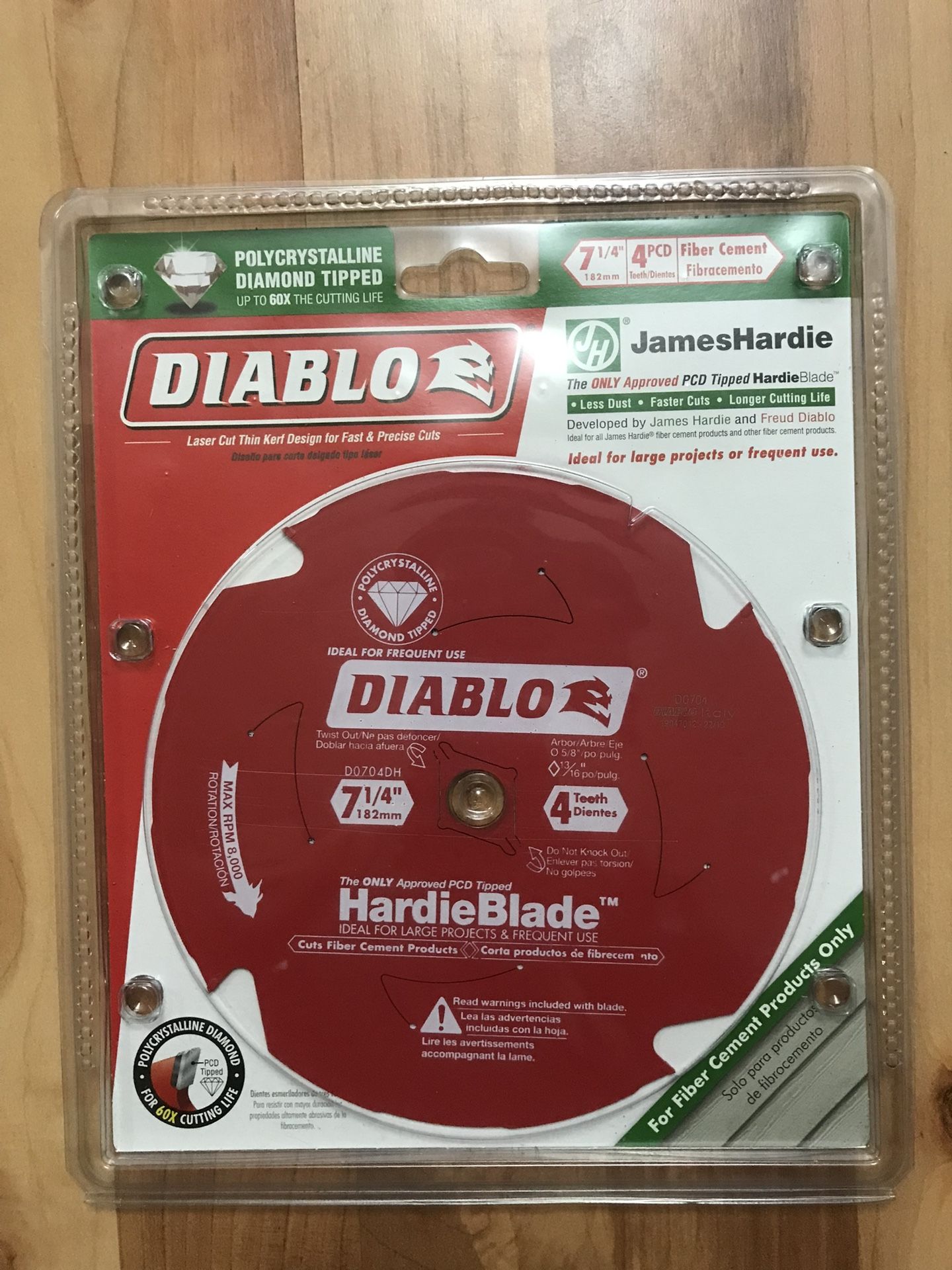 Diablo D0704DH 7 1/4” x 4T Fiber Cement Circular Saw Hardie Blade 