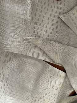 White Leather Scraps 🐊 Crocodile Imprint 
