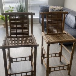 🌴 Bamboo Bar Stools – Set of 2 