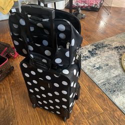 Carry on Luggage set black and white dots