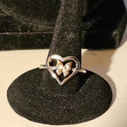 New 2-toned Ring Heart With Butterfly Size 8