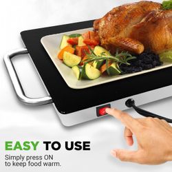 Nutrichef Electronic Warming Tray, Plug-in Food Warmer with Non-Stick, Heat-Resistant Glass Plate (1