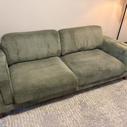 87” Green Corduroy Sofa