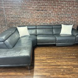 Delivery Available gray leather sectional sofa couch