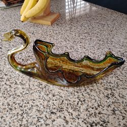 Vintage Stretched Blown Glass Swan