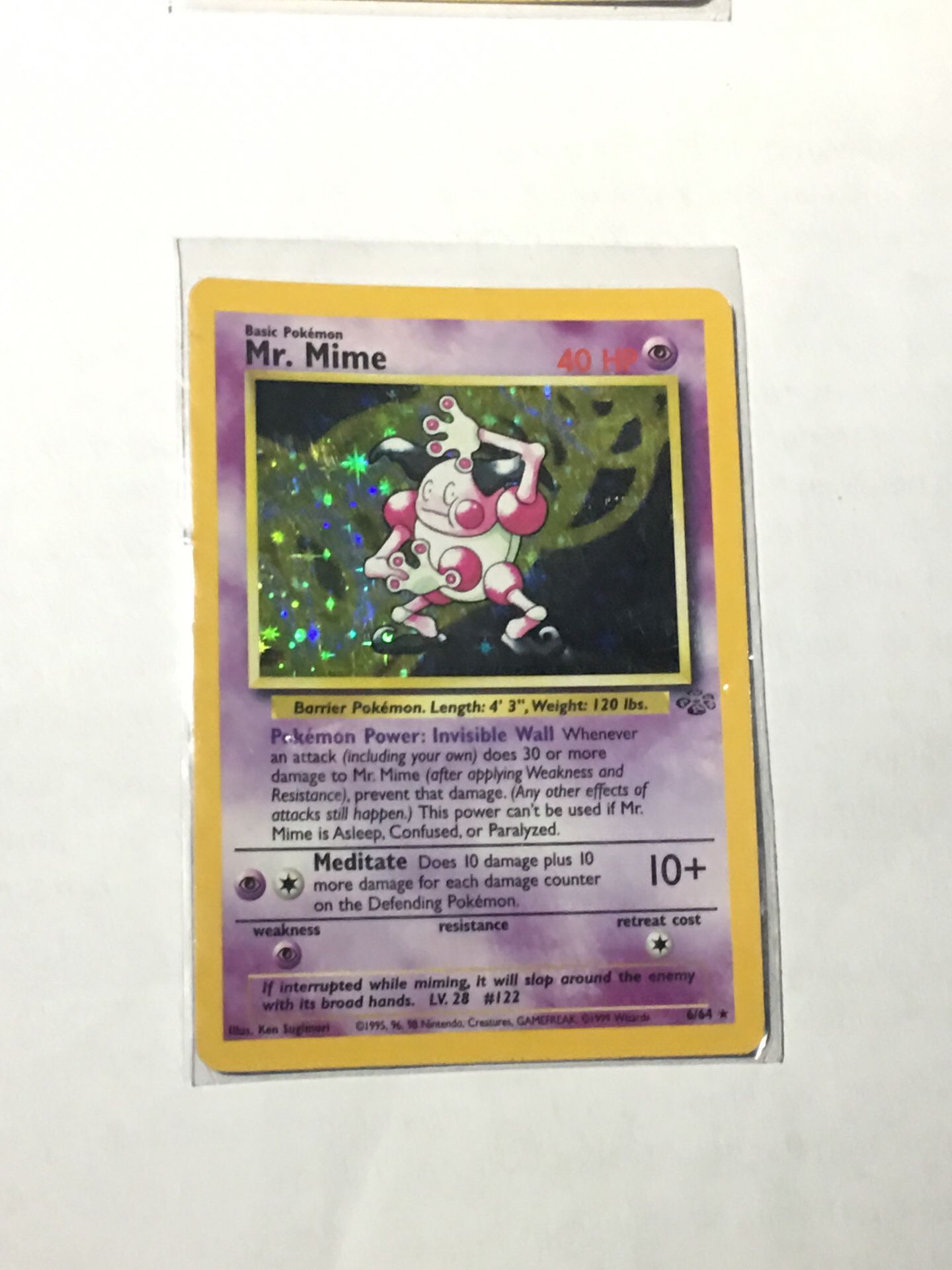 1999 Mr. Mime HOLO Pokemon Card - Near Mint Condition - RARE Collectible Original Vintage Old OG Limited Edition Low Mintage first Base Set 1st