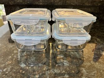 (Set Of 4) Glass Meal Prep Containers With Lids