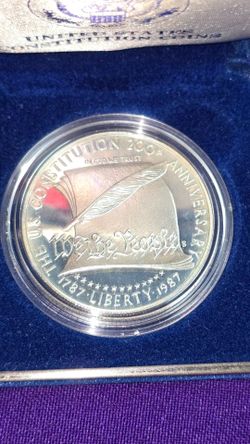 1987-S US Constitution Commemorative $1 Proof 90% Silver Dollar w/ Box & COA