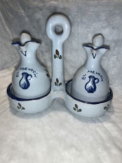 Italian Hand Painted Cruet Set Oil Vinegar 