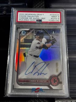 psa 9 chase delauter 1st bowman chrome auto /499