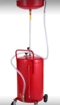 20 Gallon Portable Waste Oil Drain Tank Air Operated Drainage Adjustable Funnel Height with Wheel, Red