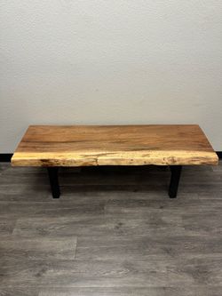 Rustic Solid Monkey Pod Wood Bench – 55” × 17” × 17” H – Live Edge Handmade