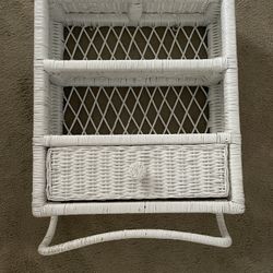 Wicker Wall Shelving Unit With Drawer And Rack For Towels